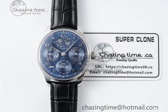 MIROTIME 0323 Bold Portugieser Perpetual Calendar SS 5033 APSF 1:1 Best Edition Blue Dial on Black Leather Strap A52610 Clone 7041